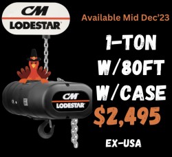 1-Ton Motor Model L W/80FT w/dual case in excellent condition